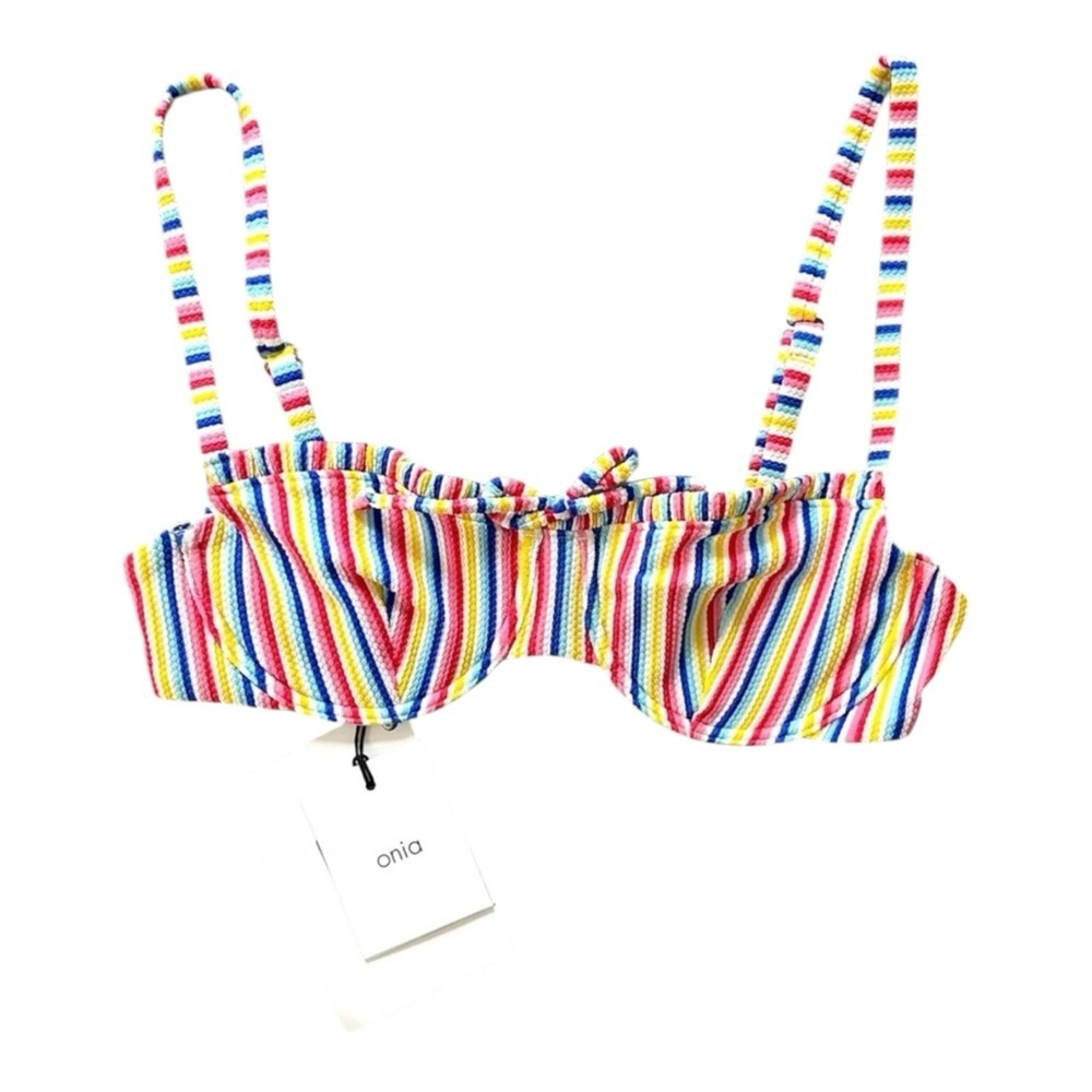 Onia Marilyn Bikini Top in multi micro stripe NWT - Picture 3 of 5